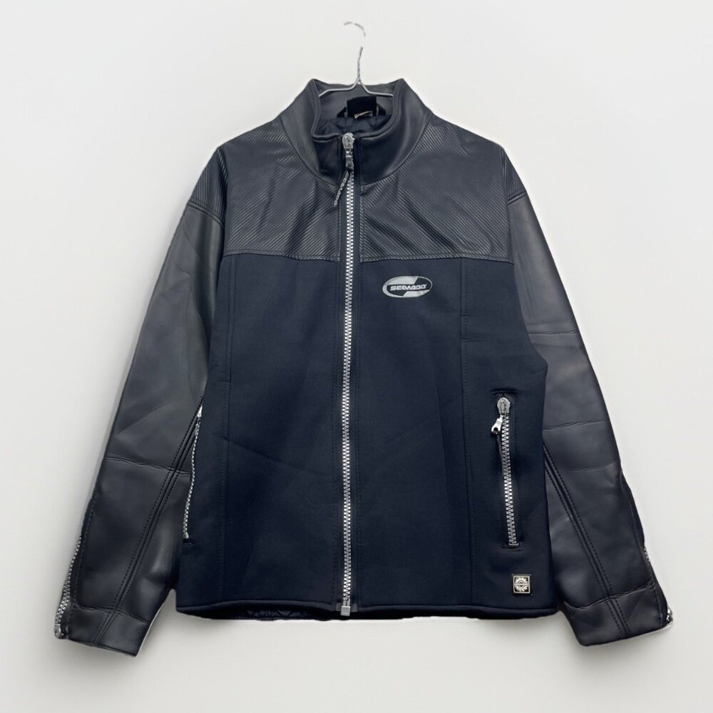 VTG Sea-doo Bombardier Racing Biker Neoprene Jacket Quilted Black Men S Jet Ski